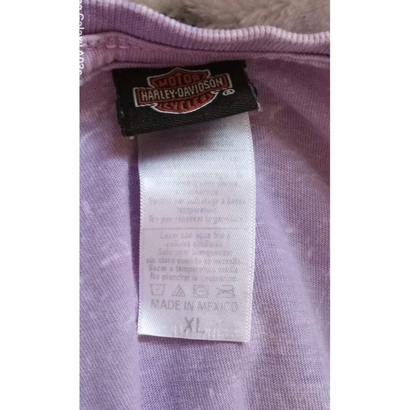 harley davidson Women Lavender Acid Wash Printed Shortsleeve T-shirt Size XL - Picture 6 of 6